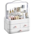 thumbnail image 1 of Organizador del Maquillaje,Caja de almacenamiento de cosméticos de gran capacidad con tapa de apertura y cierre bidireccional impermeable y a prueba de polvo,para encimeras de baño y tocador, 1 of 9