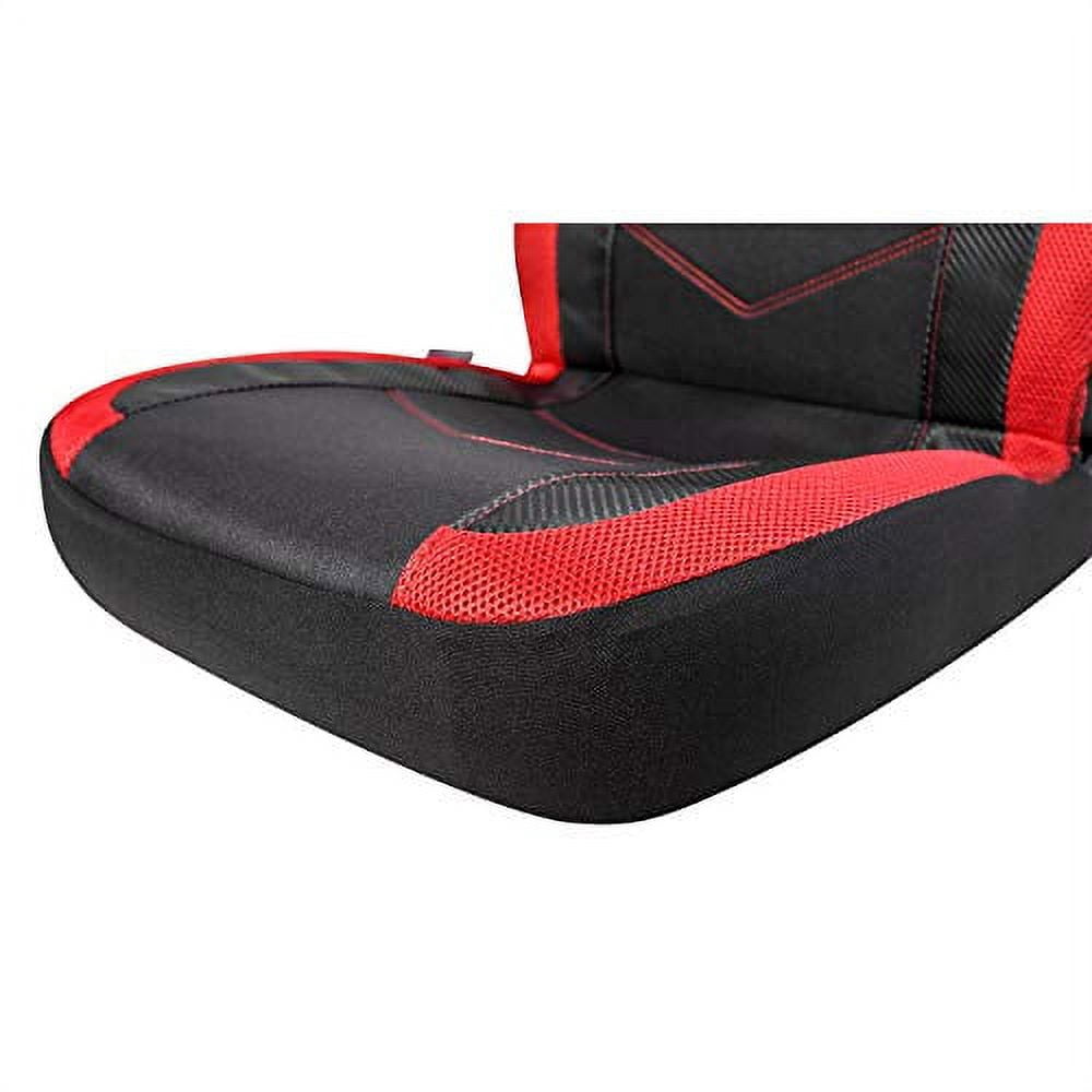 PIC AUTO 2PCS Red High Back Car Seat Covers - Sports Carbon Fiber Mesh Design, Universal Fit