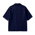 thumbnail image 5 of Avirosel Men's Cuban Camp Collar Shirt Short Sleeve Casual Summer Button Down Gauze Shirt with Pockets Breathable Relaxed Fit Vacation Top Navy, 5 of 8