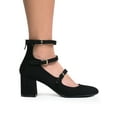 thumbnail image 2 of J. Adams 3 Strap Mary Jane Heel Pumps – Buckled Strappy Low Block Heel, 2 of 4