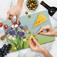 thumbnail image 4 of Garden Art Cutting Board, Flowers of Iris with Green Leaves Gardening Plants Spring Morning, Decorative Tempered Glass Cutting and Serving Board, Large Size, Violet Green and Yellow, by Ambesonne, 4 of 5