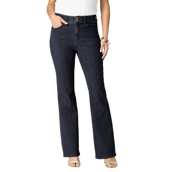 Roaman's Women's Plus Size High-Rise Tummy Control Bootcut Jeans