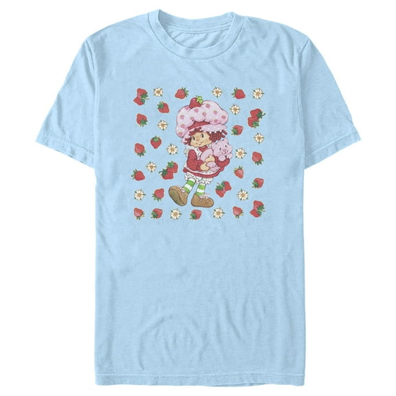 Men's Strawberry Shortcake Berry Flower Background Graphic T-Shirt