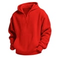 thumbnail image 3 of Nskgu Boys Quarter Zip Waffle Knit Hoodie Long Sleeve Solid Color Fall School Casual Daily Back to School, 3 of 8