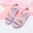 thumbnail image 5 of LNMQLPDBS Little Girls Sandals Hollow Out Design Bow Decoration Non-Slip Sole Sandals Comfort Breathable Open Toe Flower Girl Princess Dress Sandals Beach Shoes for Kids Purple 11-11.5 Years, 5 of 9
