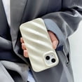 thumbnail image 3 of Cute Curly Wave Case for iPhone 15 6.1 inches, Water Ripple Phone Case Slim Shockproof Satin Glossy Cover for Girls Boys Silicone 3D Non-Slip Case-Beige, 3 of 6