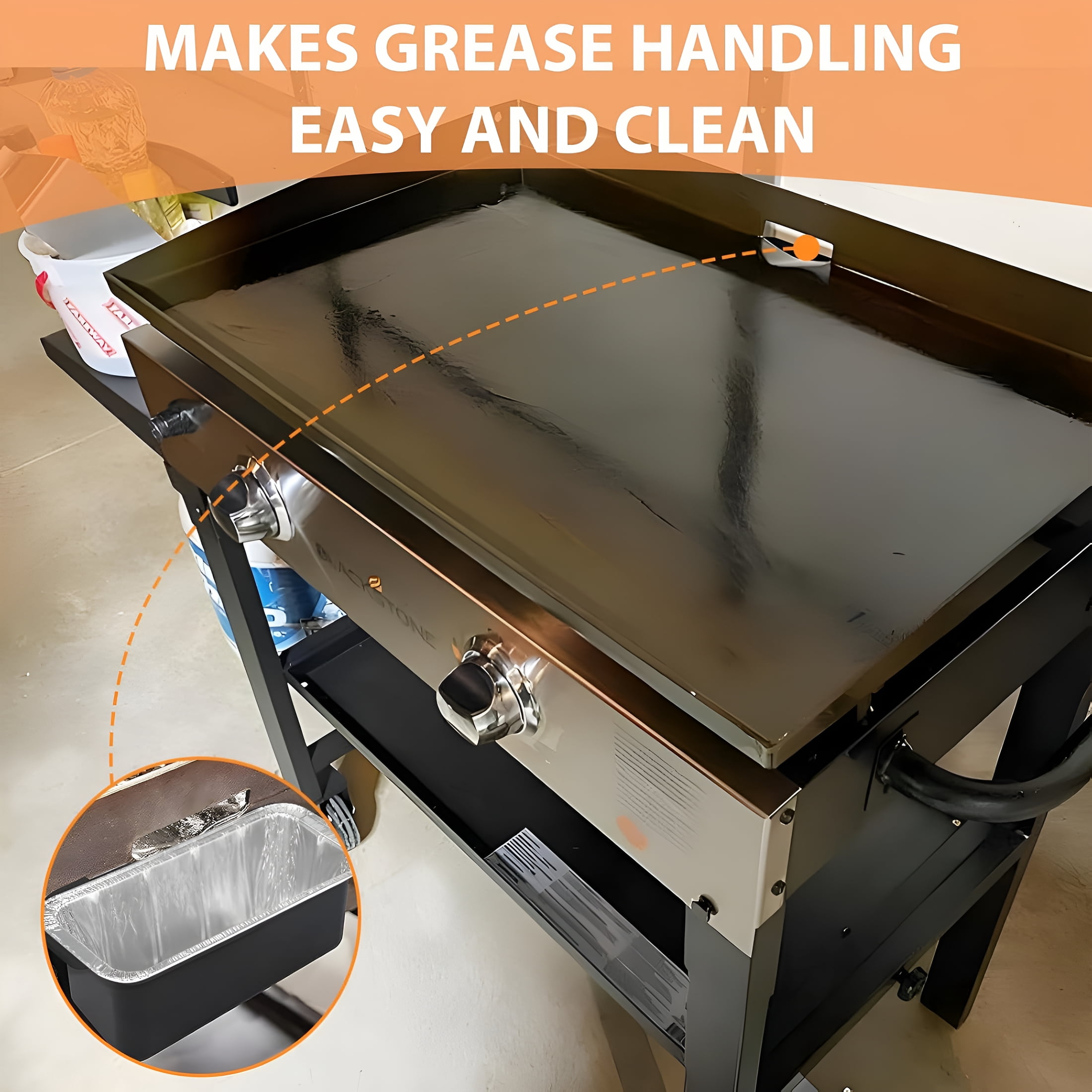 ACDANC 100 Pack Blackstone Griddle Accessories Grease Catcher Cup Liners, Aluminum Foil Drip Pan Disposable for 17"; 22"; 28"; 36"; Blackstone Griddle Drip Tray Holder Grill Rear Grease Cup Liners