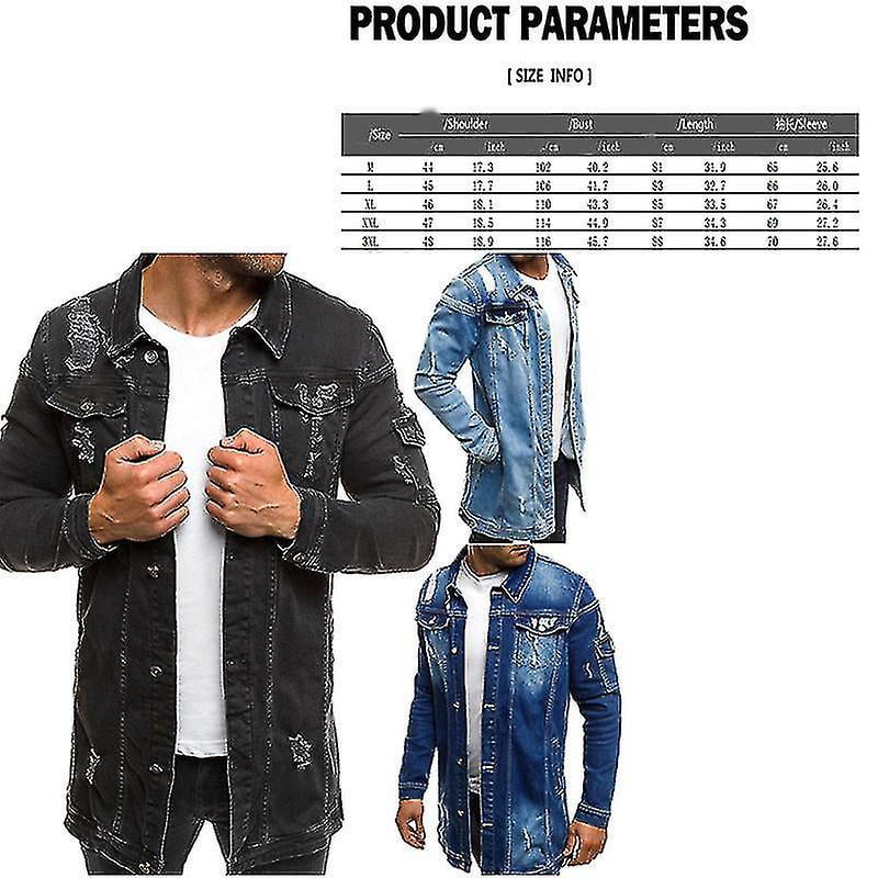 Veste en Jean Longue pour Hommes Veste Dechiree Veste a la Mode pour le Printemps et l Automne