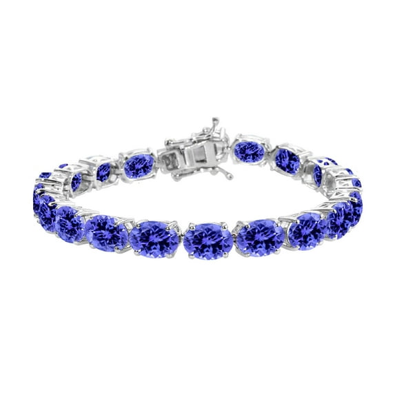 Sterling Silver with Natural Tanzanite Tennis Bracelet
