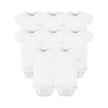 Gerber Baby Boy, Baby Girl, & Unisex White Short Sleeve Bodysuits, 8-Pack, Preemie-24 Months