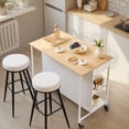 thumbnail image 2 of LEDREM Kitchen Rolling Island Cart with 2 Drawers, Adjustable Shelves, Hooks, Mobile Kitchen Storage and Prep Table, Large Worktop, Oak Beige and Matte White, 2 of 6