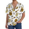 thumbnail image 7 of Lsque Honey print Men's Cuban Collar Short Sleeve Shirt Summer Beachwear Casual Button Down Fashionable Vacation Leisure Shirt-Medium, 7 of 7