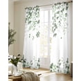 thumbnail image 5 of Sage Green Leaves Sheer Curtains 84 Inch Length 2 Panels Set for Living Room/Bedroom, Summer Botanical Kitchen Curtains with Grommet Semi-Sheer Curtains Drapes Voile Window Treatments 42"x84"x2, 5 of 7