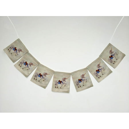 YKCG Original Art Painting Unicorn on Cloud Banner Bunting Garland Flag Sign for Home Family Party Decoration