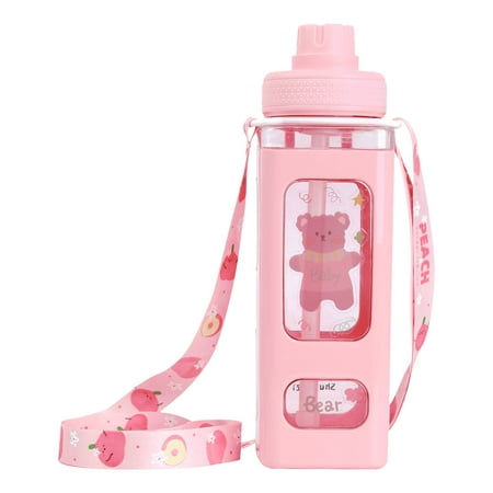

CHAMAIR Water Bottle with Straw - 700ml 24 Oz Drinking Bottle Helps You Drink More Water (Pink)