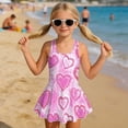 thumbnail image 6 of FOR U DESIGNS Girls' Sleeveless One-Piece Swimsuit Comfortable Tank Bathing Suit Swimwear with Short Bathing Suit for Kids, Heart Tie Dye, 6 of 7