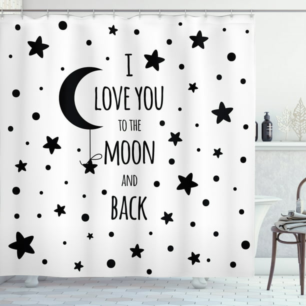 Moon And Back Shower Curtain Stars, Moon And Stars Fabric Shower Curtain