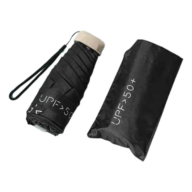 Paraguas de viaje resistente, 2 en 1, resistente al agua, plegable y portátil. Negro