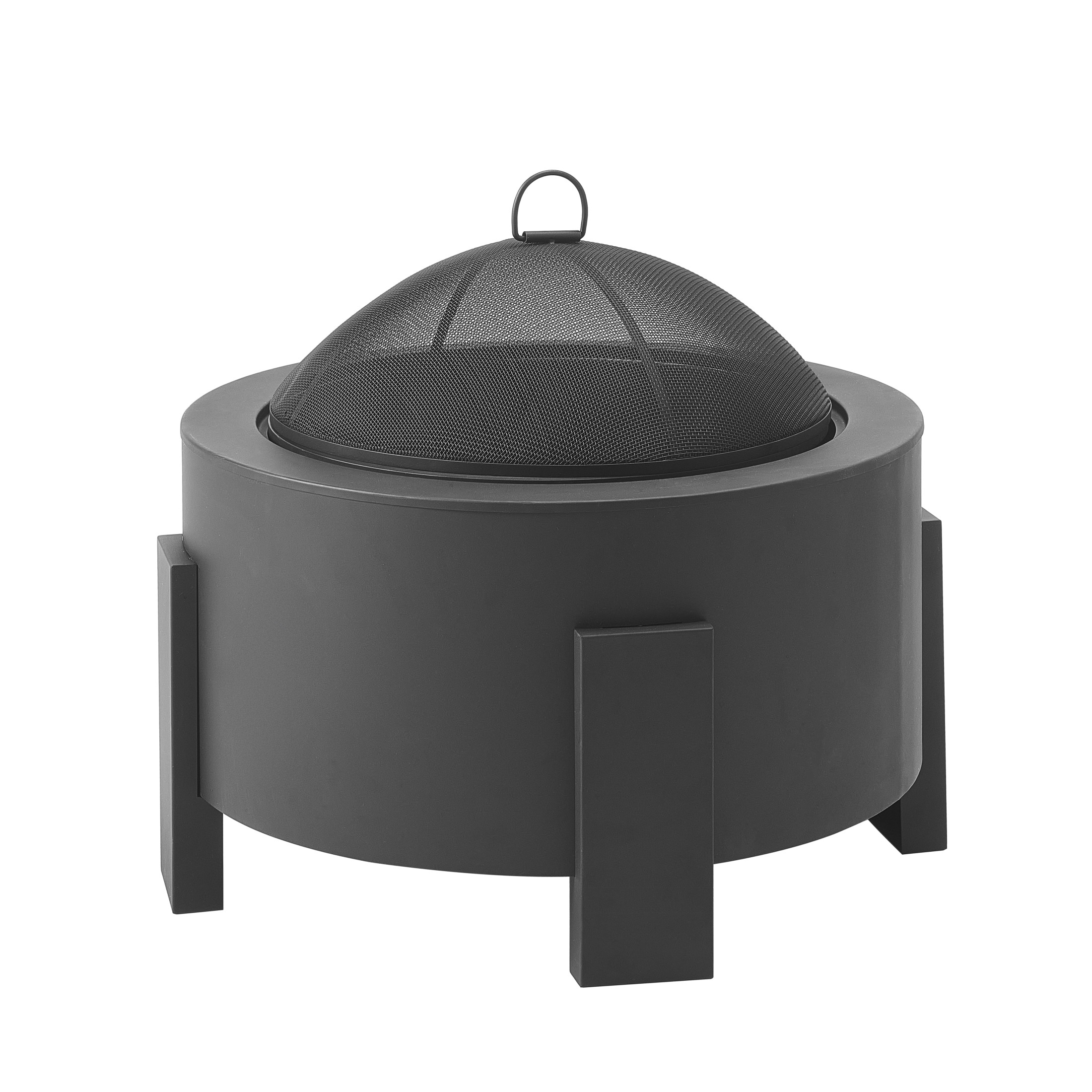 Christopher Knight Home 25" Modern Wood-Burning Iron Fire Pit with Spark Screen and Poker, Outdoor Patio Heater, Black