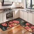 thumbnail image 3 of Kitchen Rugs Sets Of 2,Black Gothic Skull Flower Pattern Anti Fatigue Kitchen Mat Rugs Non Slip Washable,Decorative Kitchen Floor Mats for Kitchen,Sink,Laundry,17"x47"+17"x47", 3 of 5