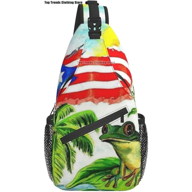 Puerto Rico Rican Flag Sling bag/Crossbody Backpack/Puerto Rican Shoulder Bag for Travel Hiking Cycling Camping Work