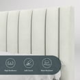 thumbnail image 3 of Einfach Full Size Platform Bed Frame with Upholstered Velvet Vertical Headboard, White, 3 of 6