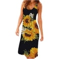 thumbnail image 2 of SMihono Robe Maxi Bohème d'Été pour Femmes Grande Taille Mode pour Femmes à Col Rond Sans Manches Robe Chandail Imprimée Robe de Plage Évasée, 2 of 5