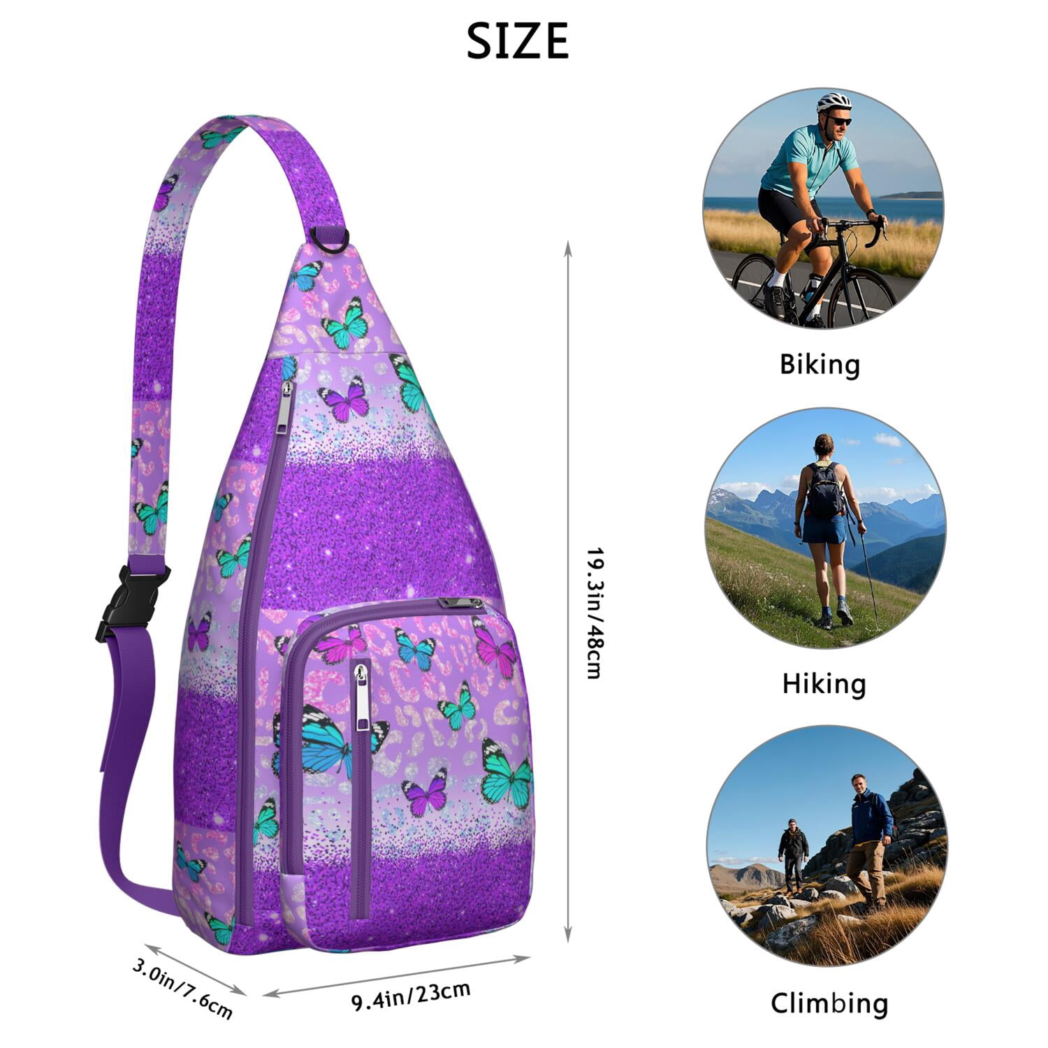 Butterfly Sling Backpack – Stylish Floral Crossbody Bag, Lightweight Shoulder Backpack for Travel, Hiking & Everyday Use