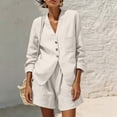 thumbnail image 6 of BRELIL Women Two Piece Sets Summer Casual V Neck Long Sleeve Blazer with Shorts Matching Outfits Solid Boho Loose Vacation Travel Lounge Wear, White XL, 6 of 7