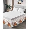 thumbnail image 4 of Thanksgiving Coffee Bed Skirt Fall Pumpkin Yellow Sunflower Leaf Plaid Bow Bed Skirts California King 18 Inch Drop, Wrap Around Dust Ruffle&nbsp;Bedskirt with Adjustable Elastic Belt for Queen Beds, 4 of 7