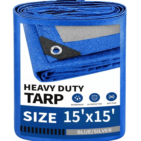 1PACK 15x15FT Tarp ,10Mil Waterproof Tarp