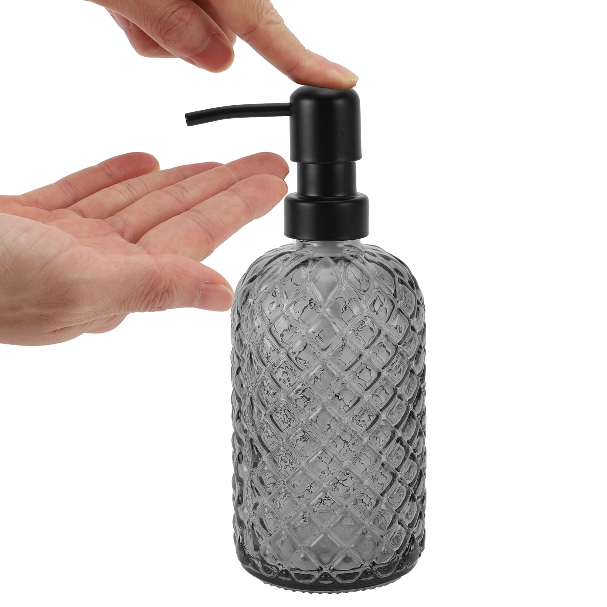 1 Pc Simple Cylindrical Soap Pump Dispenser for Bathroom 400ml Gray Black