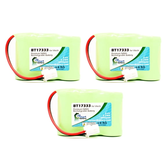 3x Pack Compatible VTech CS5121-4 Battery - Compatible for VTech Cordless Phone Battery (600mAh, 3.6V, NI-MH)