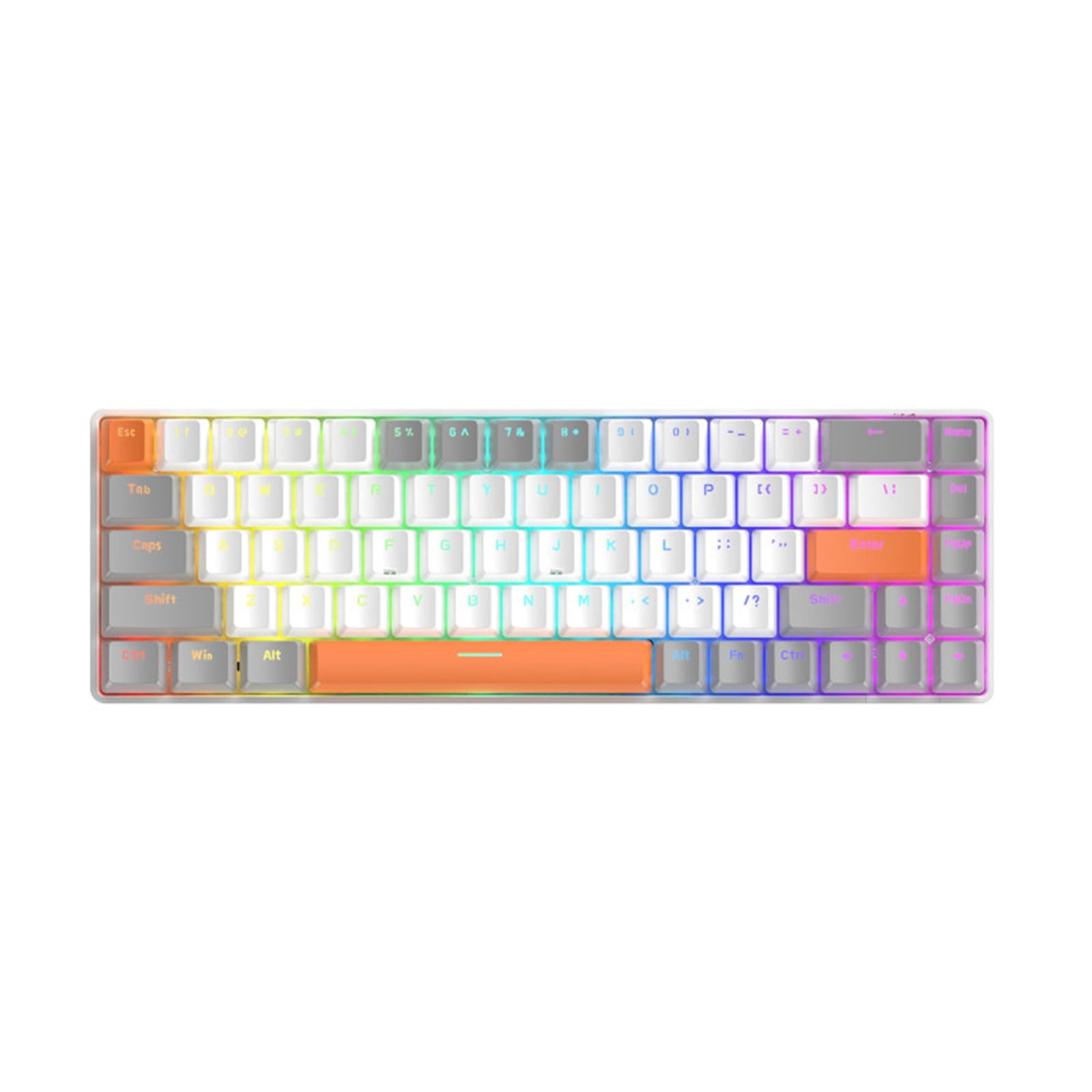 Keyboard, Computer Desktop Gaming Keyboard 68 Key Mechanical Keyboard Type-C Wired RGB LED Backlit Blue Gaming Mech Keyboard