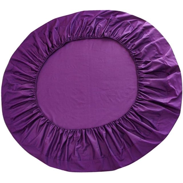 Generic Solid Color Cotton Round Bed Fitted Sheet Bed Cover, Purple