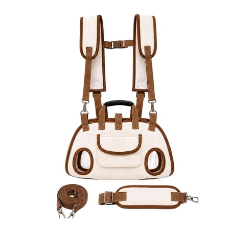 Stylish Pet Bags Double Carry Methods Hand and Shoulder Leash for Secure and Comfortable Pet Transport Leash Backpack (Brown M)