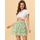 thumbnail image 3 of Allegra K Minifalda Floral Tipo Patinadora Con Cintura Elástica Y Dobladillo Con Volantes En Capas Para Mujer Verde XL, 3 of 5