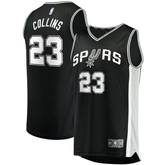 Men's Fanatics Zach Collins Black San Antonio Spurs Fast Break Replica Jersey - Icon Edition