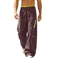 thumbnail image 3 of cllios Mens Cargo Pants with Zipper Pockets Loose Fit Wide Leg Trousers Drawstring Elastic Waist Outdoor Casual Lightweight Work Pants Brown S, 3 of 10