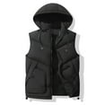 thumbnail image 2 of LpwkSSA Men's Thermal Puffer Vest Top Thick Stand Up Collar Hooded Vest Plus Size Sleeveless Camisole Cotton Jacket Black L, 2 of 4