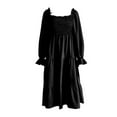 thumbnail image 5 of Knit Ruffle Trim Square Neck Sleeve Layered Flare Dress For Women Woman Dresses plus Size Elegant Chiffon Short Dress plus Sizes Long Sleeved Formal Dresses for Women plus Size 3x Maxi Dress plus Size, 5 of 5