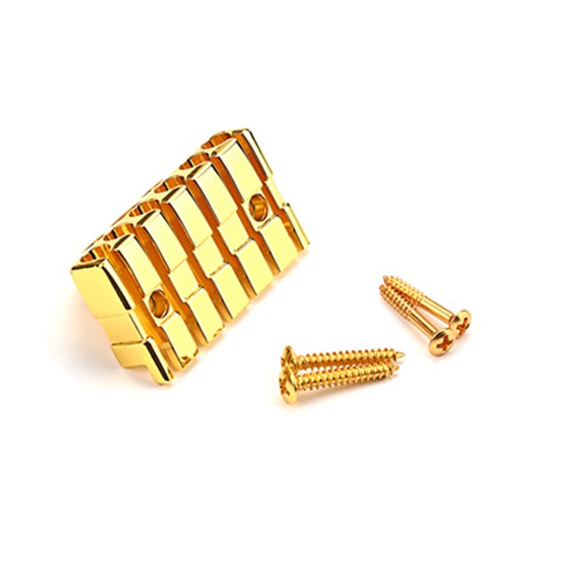 Sonducket Puente de guitarra acústica sin cabeza con tuerca de bloqueo Bajo Tailpiece Repuestos Práctica Adultos Instrumento musical Oro Type3 NO3 Sonducket OD020259-02