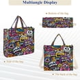 thumbnail image 6 of Corduroy Composite Fabric Tote Bag Magnetic Snap Large Capacity Crossbody Bag Beige Shoulder Strap Colorful Cartoon Monsters, 6 of 8