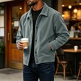 thumbnail image 5 of Havenx Mens Corduroy Jacket Long Sleeve Button Down Shirts with Pockets Lapel Collar Solid Color Coats Vintage Casual Western Fall Winter Clothes,Blue L, 5 of 6