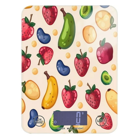 

Kitchen Electronic Scale Food Scale 7.68x5.71 inch Multifunctional Digital Kitchen Scale Tempered Glass Decorative Baking Cooking Meal Preparation Strawberry Banana