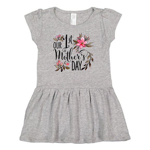 Inktastic Our First Mother's Day- Pink Flowers Girls Baby Dress