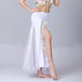 thumbnail image 5 of Women's Belly Dance Performance Maxi Skirt Sparkle Mesh Ruffle High-Slit Belly Dance Long Skirt, 5 of 5