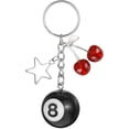 thumbnail image 1 of shiyou-8 Ball Keychain, Cherry Keychain with Stars, Funny Eight Ball Keychains with Keyring Holder for Bag, Handbags, Purse, Backpack, Pool Ball Keychain, Magic 8 Ball Key Chain for Women/Men, 1 of 4