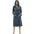thumbnail image 4 of HEARTNICE Womens Hooded Fleece Robe, Plush Bathrobe Soft Warm Long Robes,(Dark Gray,S-M), 4 of 5