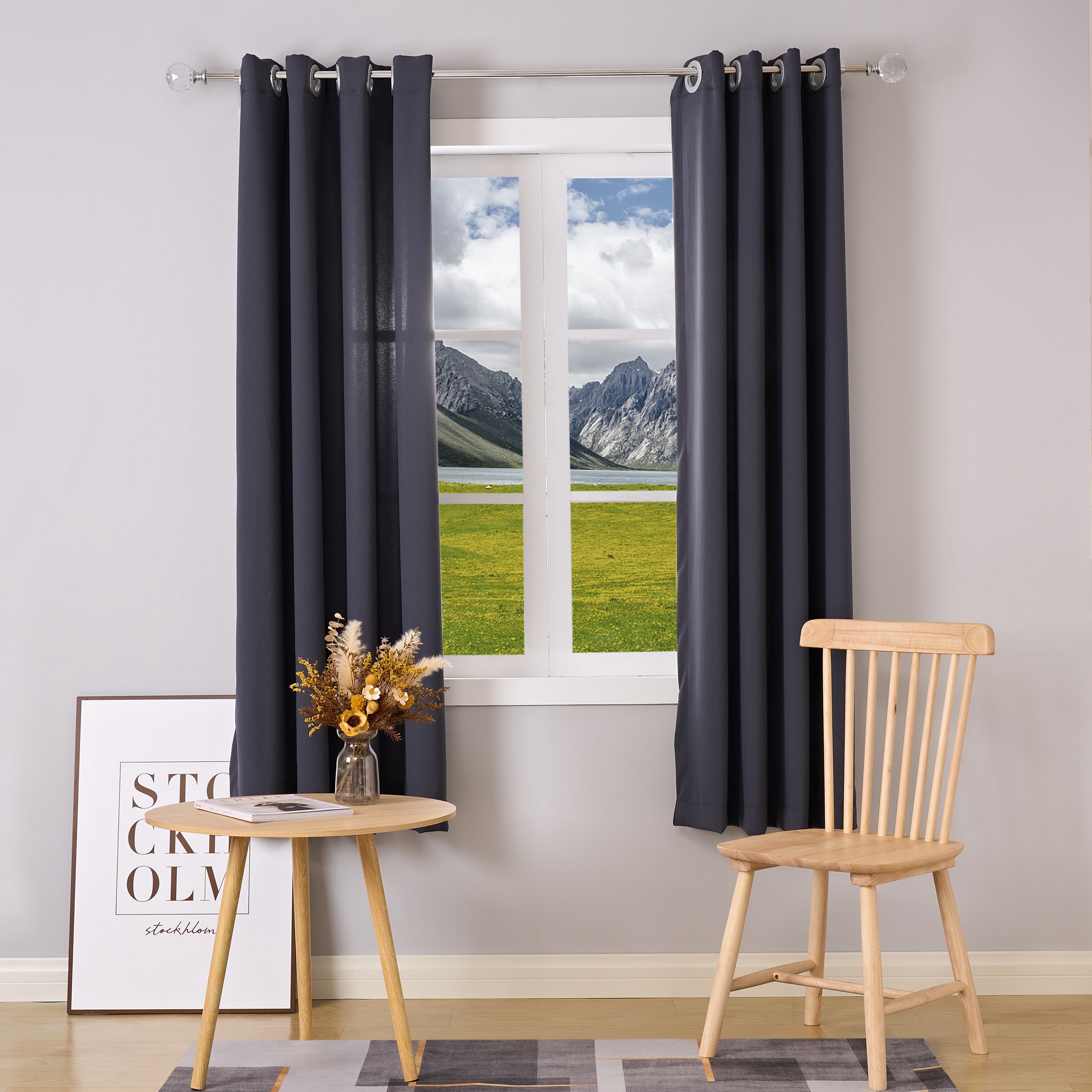 Curtain Rod Chrome Extendable Curtain Rod 36" to 72" Adjustable Curtain Rods Includes rods, ball finials, 3piece brackets, hardware kits
